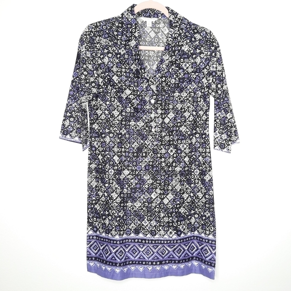 Tori Richard Honolulu Purple Floral Star Printed Dress 4